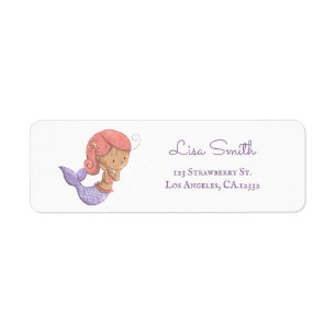 Cute Coral and Purple Mermaid Return Address