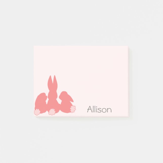 Cute Coral Bunnies | Personalised Post-it® Notes (Front)