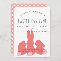 Cute Coral Easter Bunnies | Egg Hunt Invitation