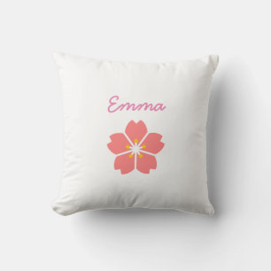 Cute Coral Pink Cherry Blossom Flower Baby Cushion