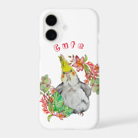Cute Corella parrot in tropical flowers Baby Bodys