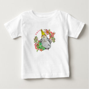 Cute Corella parrot in tropical flowers Baby Bodys T-Shirt