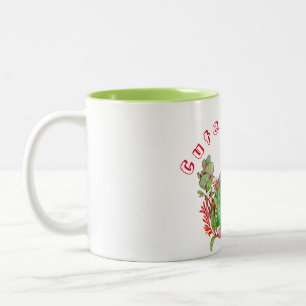 Cute Corella parrot in tropical flowers Two-Tone Coffee Mug