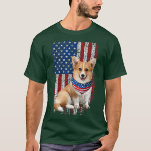 Cute Corgi American Flag Bandanna Patriotic 4th Of T-Shirt