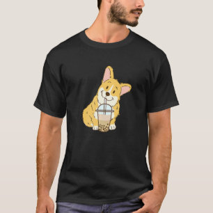 Cute Corgi and Boba Dog Bubble Milk Tea T-Shirt