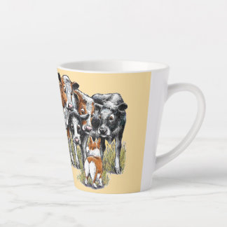 Cute Corgi and Cows Latte Mug