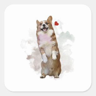 Cute Corgi Art Dog Owner Gift For Corgi Lover Square Sticker