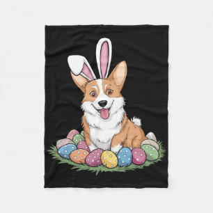 Cute Corgi Bunny Ears Easter Egg Hunt Dog Lover Ea Fleece Blanket