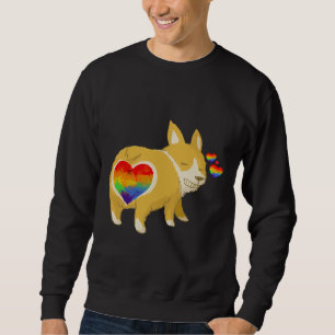 Cute Corgi Butt Lgbt Gay Rainbow Flag Heart Design Sweatshirt