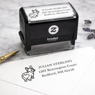 Cute Corgi Butt Pet Dog Return Address Self-inking Stamp