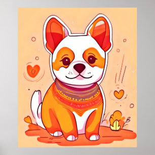 Cute Corgi Cartoon Poster