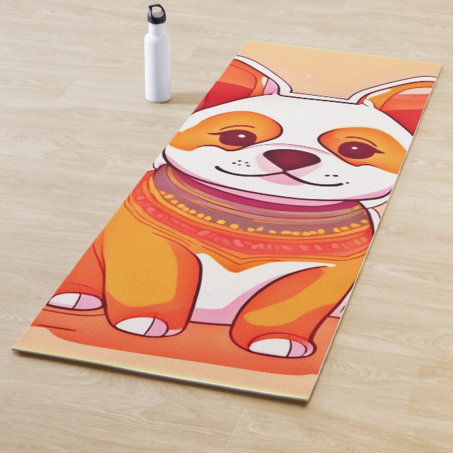 Cute Corgi Cartoon Yoga Mat (In Situ)
