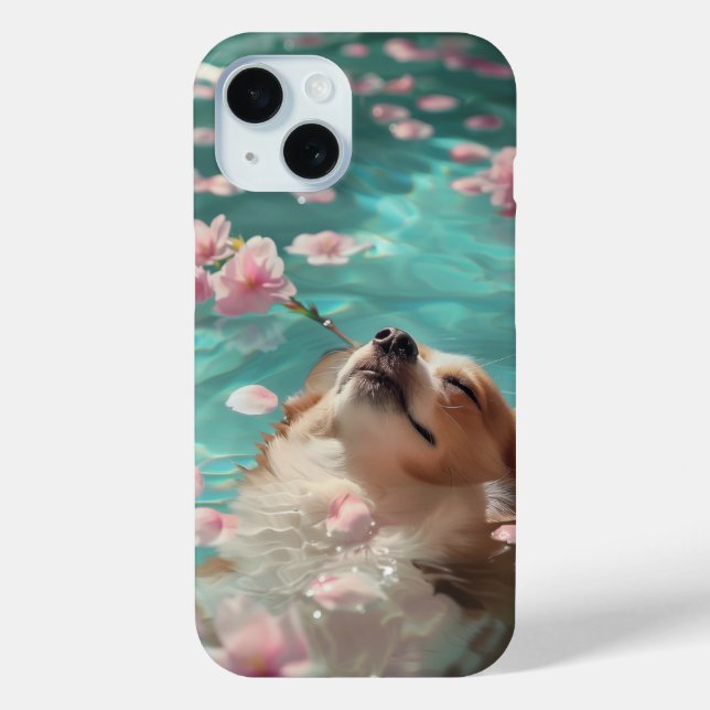 Cute Corgi Chill in Pool Case-Mate iPhone Case (Back)