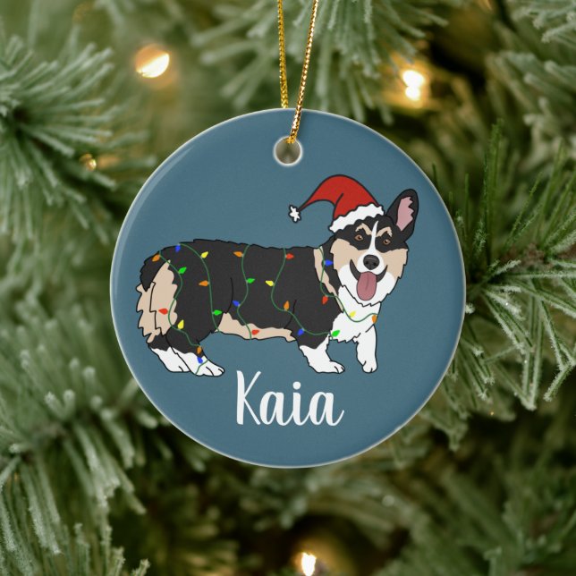 Cute Corgi Christmas  Ceramic Tree Decoration (Tree)
