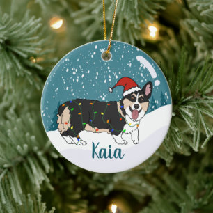 Cute Corgi Christmas Ceramic Tree Decoration
