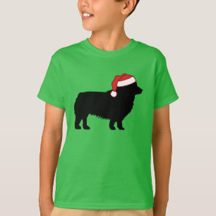 Cute Corgi Christmas Dog Silhouette in Santa Hat T-Shirt