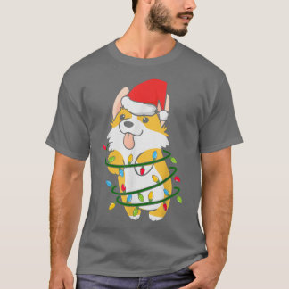 Cute Corgi Christmas Tree Lights Puppy Owner Dog L T-Shirt