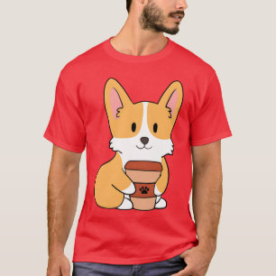 Cute Corgi Coffee Coffee Cafe Caffeine girl T-Shirt
