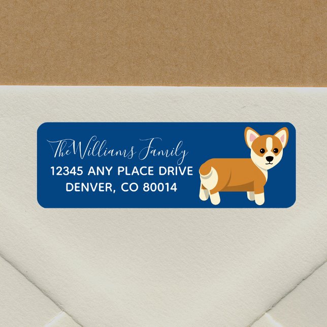 Cute Corgi Custom Blue Return Address (Creator Uploaded)