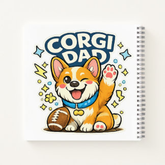 Cute Corgi Dad Football Kawaii Winking Corgi Art Notebook
