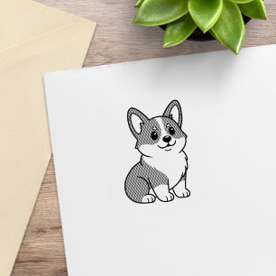 Cute Corgi Dog 1x1 Rubber Stamp