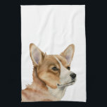 Cute Corgi Dog Art Tea Towel<br><div class="desc">This is a watercolor painting of a welsh corgi dog. His face is slightly turning towards our direction.</div>