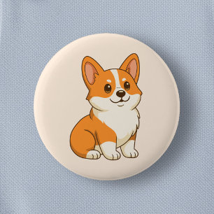 Cute Corgi Dog Beige 6 Cm Round Badge