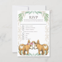 Cute Corgi Dog Bride and Groom Wedding RSVP