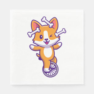 Cute Corgi Dog Circus with Bone Napkin