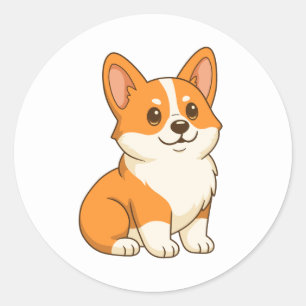 Cute Corgi Dog Classic Round Sticker