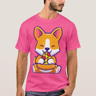 Cute Corgi Dog Eating Pizza T-Shirt
