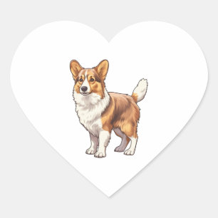 Cute Corgi Dog   Heart Sticker