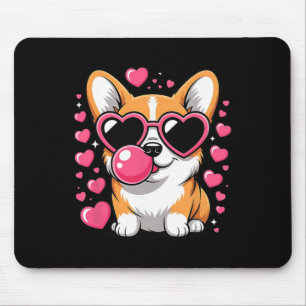 Cute Corgi Dog Heart Sungles Valentines Day Puppy Mouse Pad