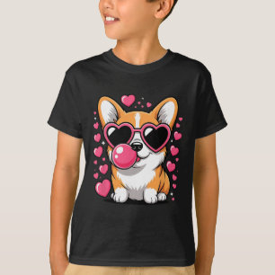 Cute Corgi Dog Heart Sungles Valentines Day Puppy T-Shirt