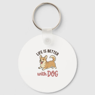 Cute Corgi Dog Life Is Better With Dog Design_1 Key Ring
