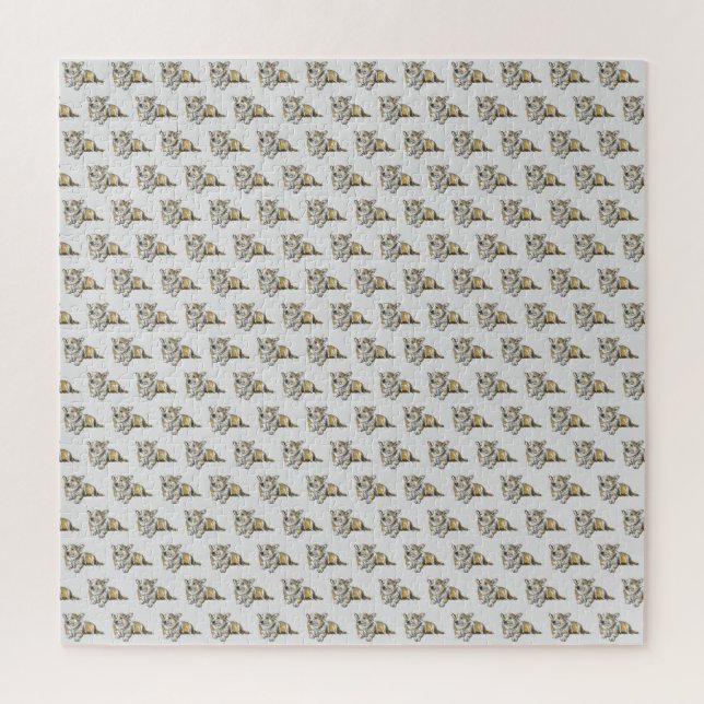 Cute Corgi Dog Pattern Gray Background Jigsaw Puzzle (Vertical)