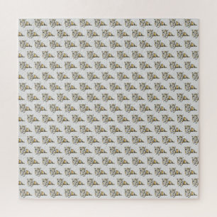 Cute Corgi Dog Pattern Grey Background Jigsaw Puzzle