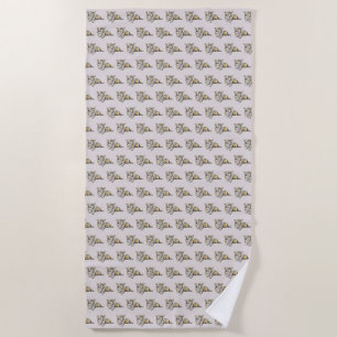 Cute Corgi dog pattern on Grey background Beach Towel