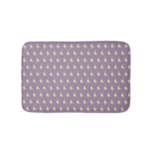 Cute Corgi Dog Pattern on Violet Background Bath Mat