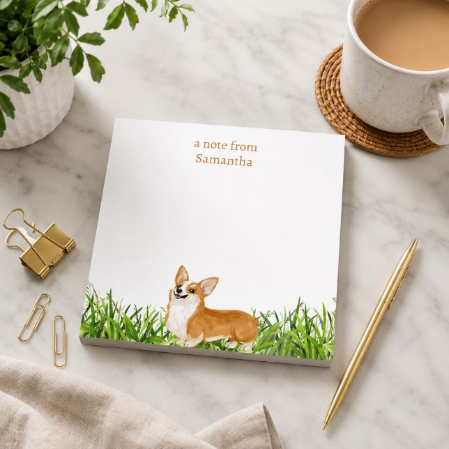 Cute Corgi Dog Personalised Notepad (Add name to personalize, or add other text if you wish )