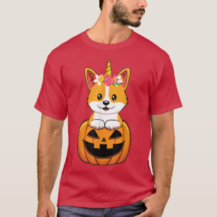 Cute Corgi Dog Pumpkin Unicorn Funny Halloween Gif T-Shirt