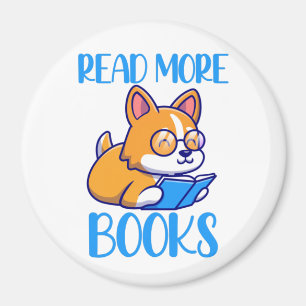 Cute Corgi Dog Reading Magnet