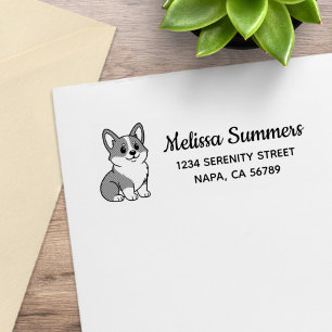 Cute Corgi Dog Return Address Rubber Stamp