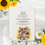 Cute Corgi Dog Sunflowers 40th Birthday Invitation<br><div class="desc">Cute Corgi dog with sunflowers 40th birthday party invitation for women. This card can be designed for anyone of any age. Contact me for assistance with your customisation or to request additional matching or coordinating products for your celebration.</div>