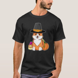 Cute Corgi Dog Thanksgiving Holiday For Dog T-Shirt