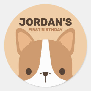 Cute Corgi Dog with Personalised Name Classic Round Sticker