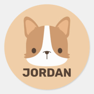 Cute Corgi Dog with Personalised Name Classic Round Sticker
