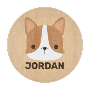 Cute Corgi Dog with Personalised Name Cutting Board