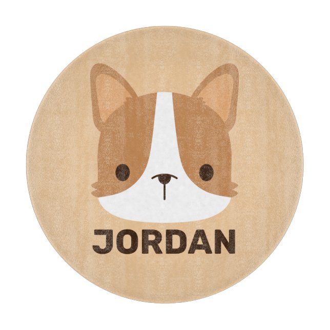 Cute Corgi Dog with Personalised Name  Cutting Board (Front)