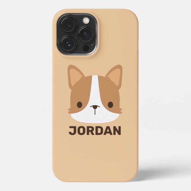 Cute Corgi Dog with Personalised Name iPhone Case (Back)